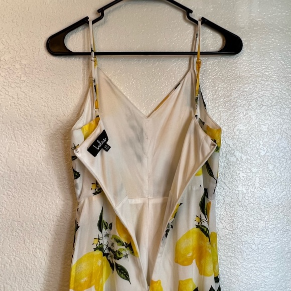 Lulus Afternoon Air Yellow Lemon Print High Low MIDI  Dress - Picture 12 of 12
